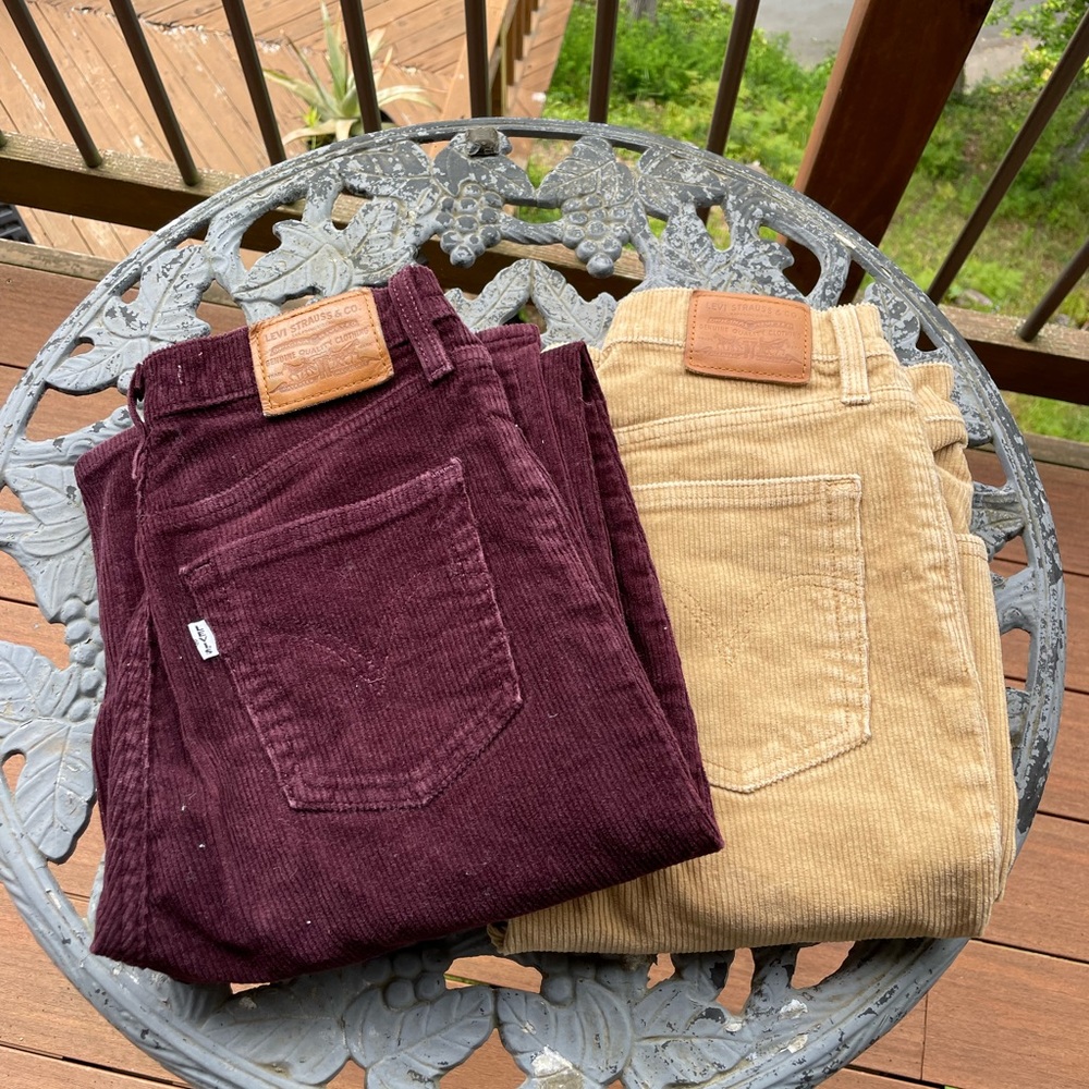 Two ribcage flare corduroy Levi’s jeans